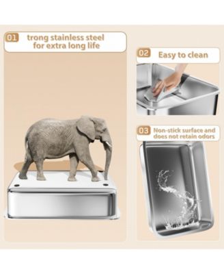 Stainless Steel Cat Litter Box with Lid, Extra Large Metal Kitty Litter Box with Scoop (2 pack)