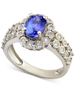 image of Sapphire (1-1/4 ct. t.w.) and Diamond (1/4 ct. t.w.) Ring in 14k White Gold (Also Available in Tanzanite)