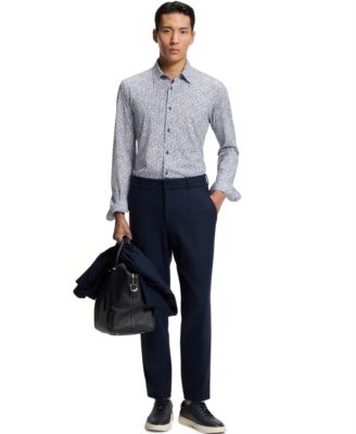 Men's Printed Cotton Blend Slim-Fit Dress Shirt