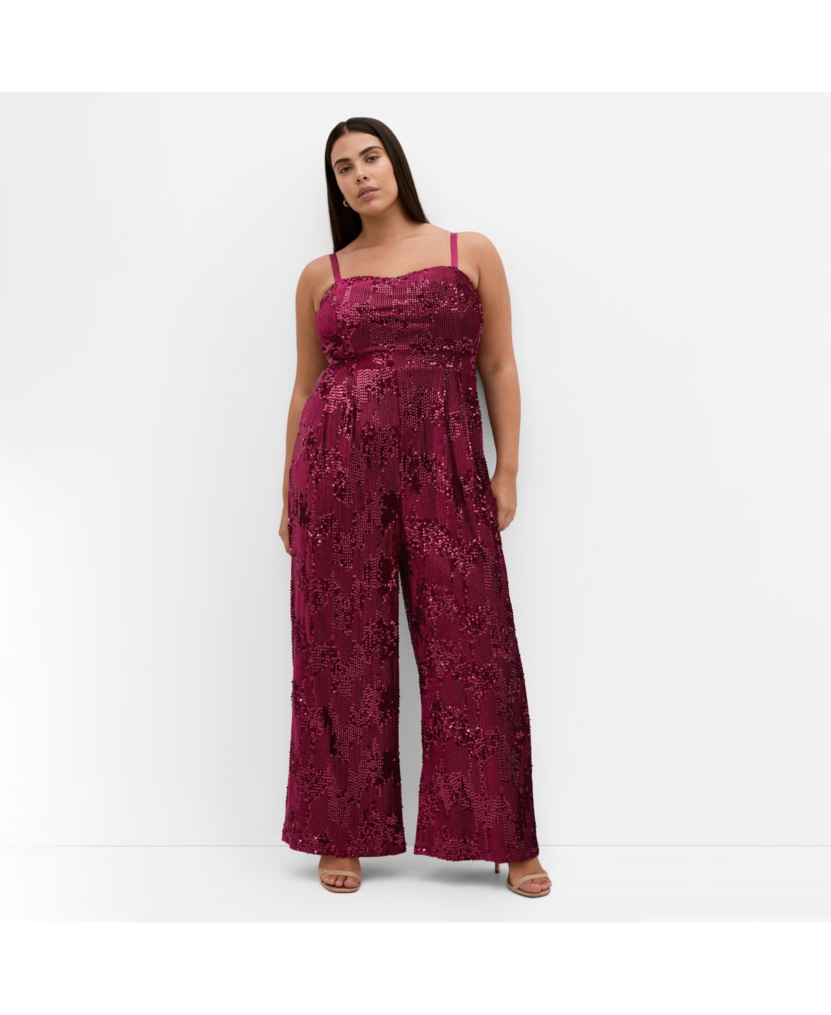 City Chic Women's Glimmer Sequin Strapless Jumpsuit