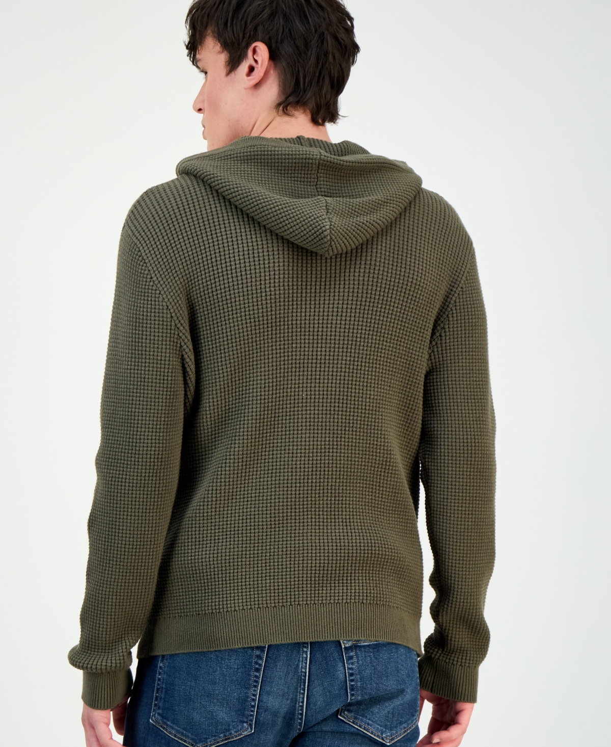 Sun + Stone Men's Waffle-Knit Pullover Hoodie, Exclusively at Macy's