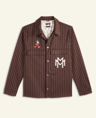 Men's Mickey Mouse Pinstripe Button Front Shirt Jacket, Macy's Exclusive