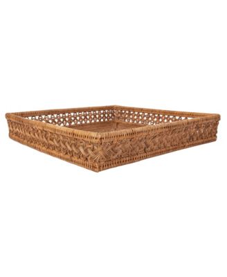 Artifacts Trading Company Rattan Seca Design Square Tray 16"