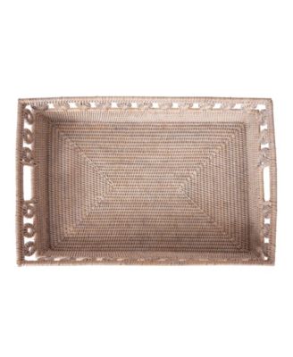 Artifacts Trading Company Rattan Inna Design Rectangular Tray with Cutout Handles
