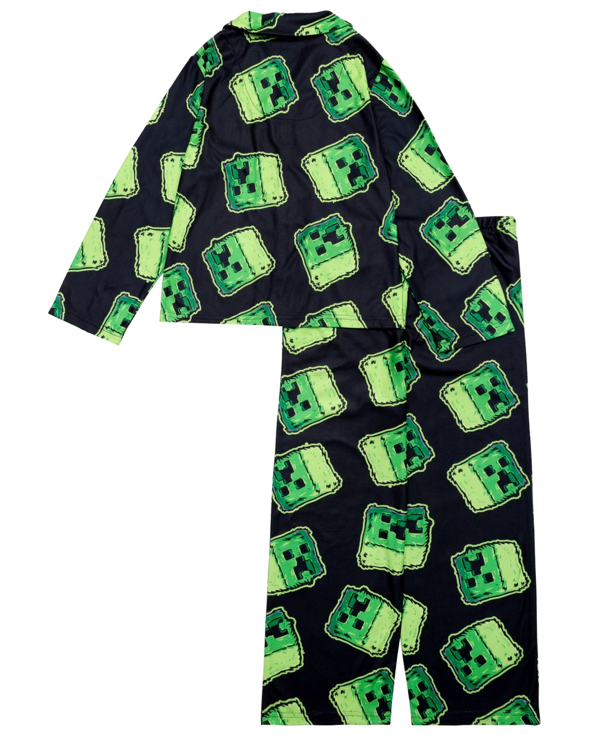Minecraft Boys 6-12 2-piece Printed Notch Collar Shirt And Pants Pajama Set In Blue