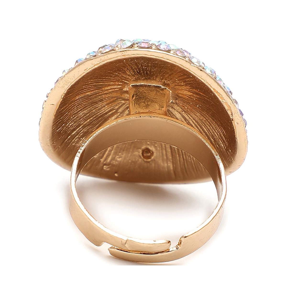 Sohi Women's Gold Plated Designer Stone Ring In Gold
