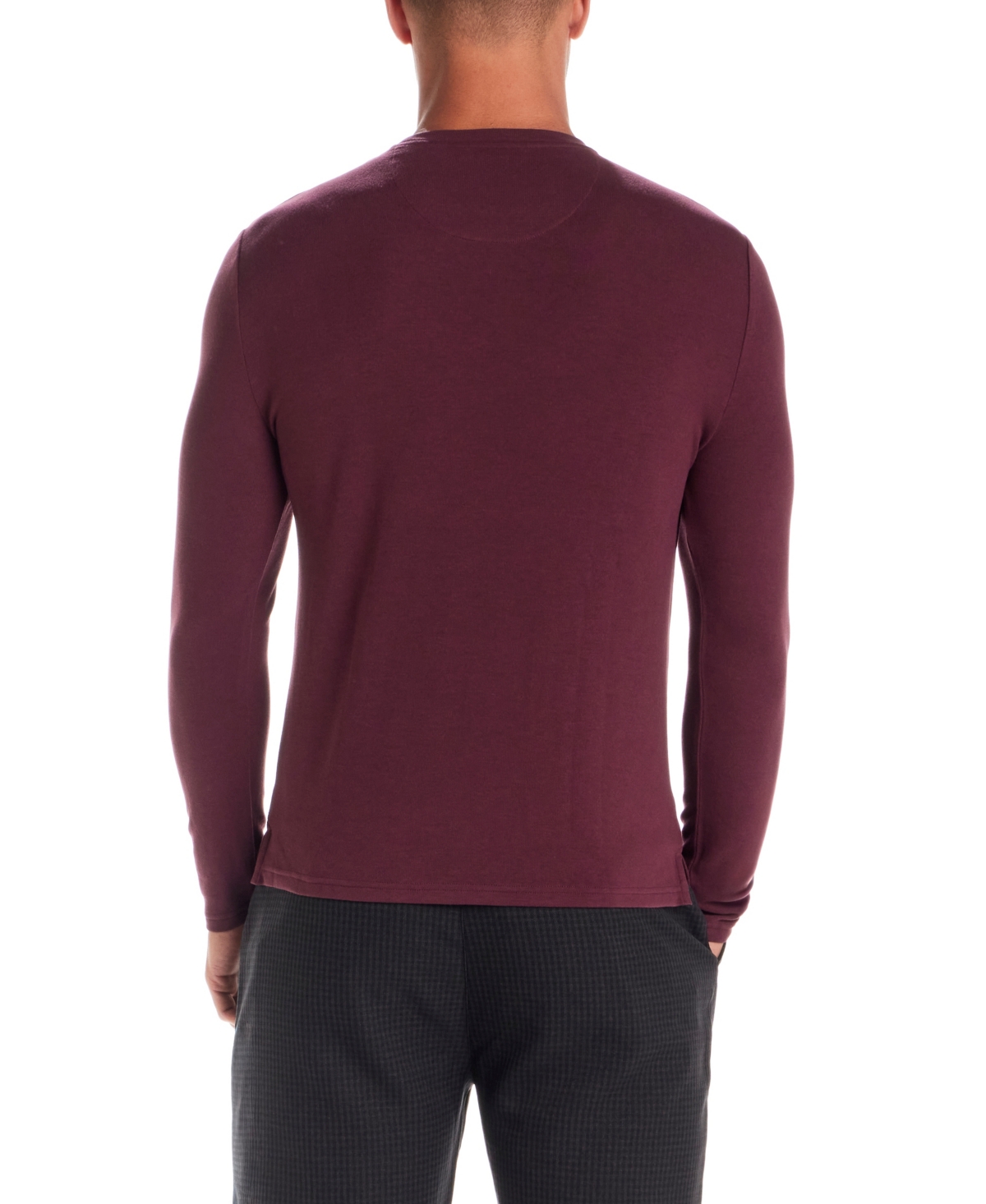 Vintage & Black Men's Long Sleeve Crewneck T-shirt In Burgundy