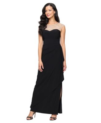 Alex Evenings - Women's Illusion Neck Cascade Detail Dress