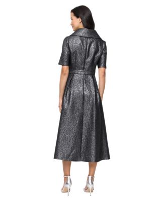 Women's Textured Jacquard A-Line Midi Dress