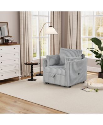  1 Pc  Fabric Upholstered, USB-A & USB-C Ports, Pillows  Pullout Sleeper, Space-Saving Design  Convertible Sofa Bed Chair