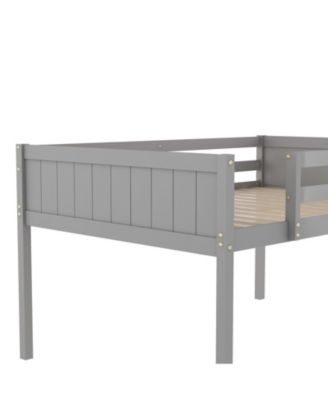Full Size Wood Low Loft Bed With Ladder, Ladder Can Be Placed On The Left Or Right