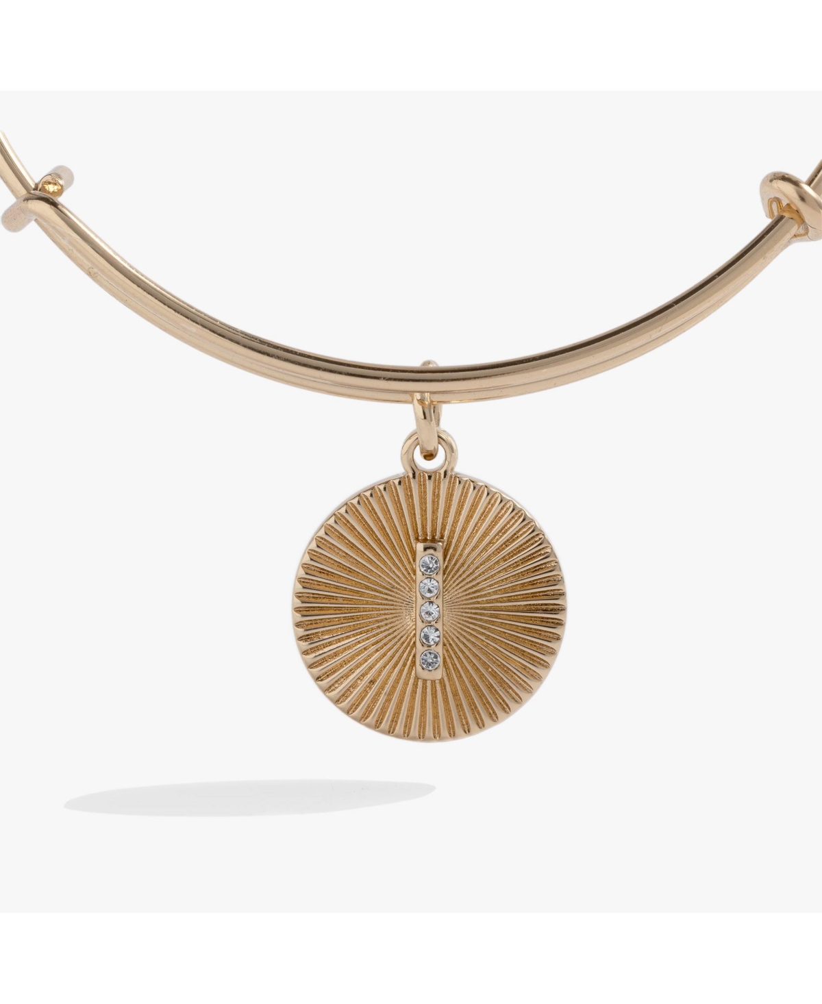 Pave Starburst Texture Initial Bangle Bracelet I