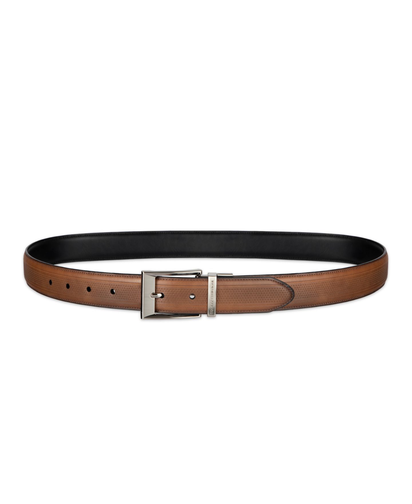 Мужской ремень Tommy Hilfiger 32MM Stretch Belt, цвет: Рыжевато-коричневый / Чёрный — фото 3