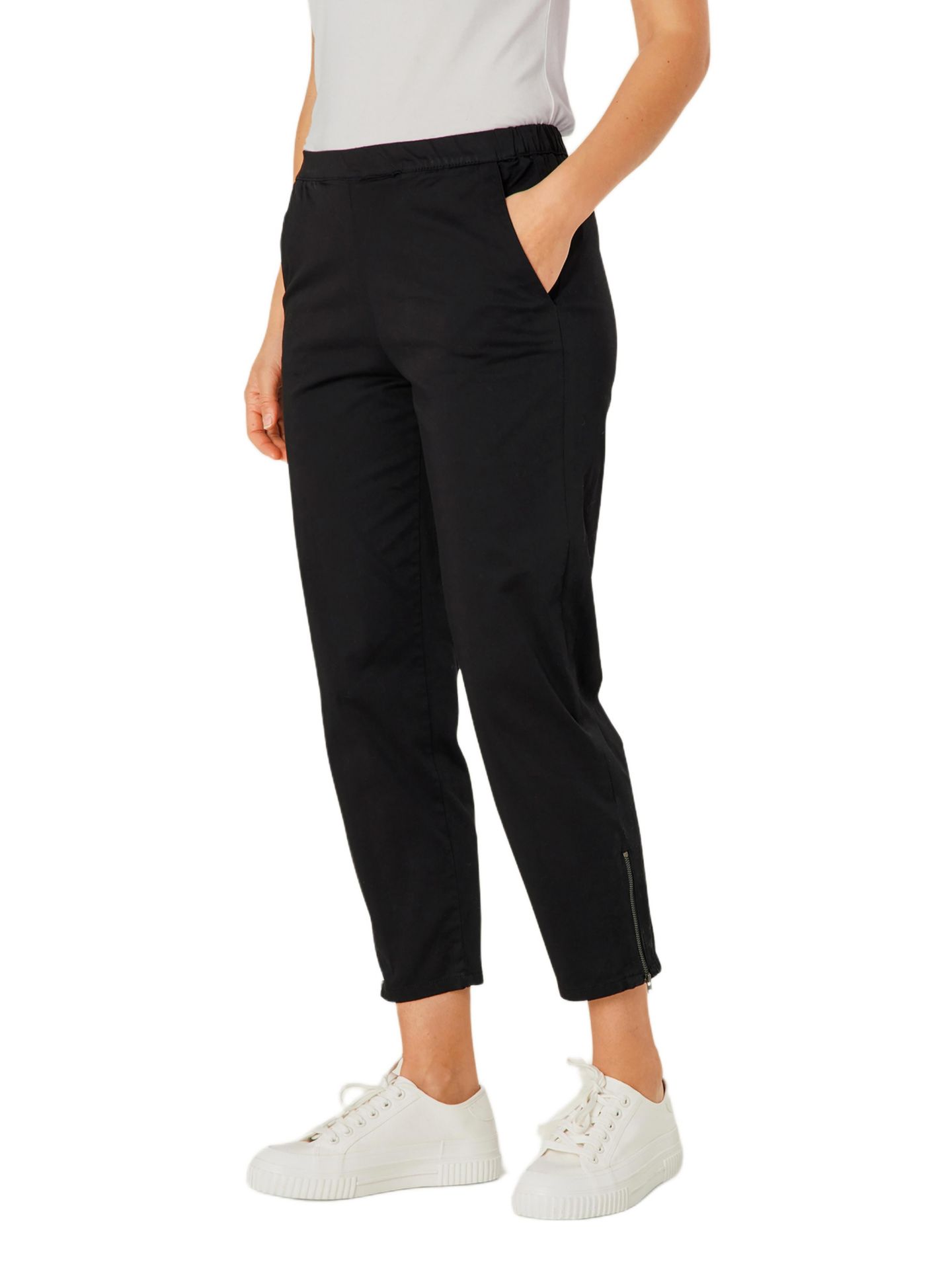 Женские брюки Masai Copenhagen MaPadme Elastic Waist Cropped, цвет: Чёрный — фото 1