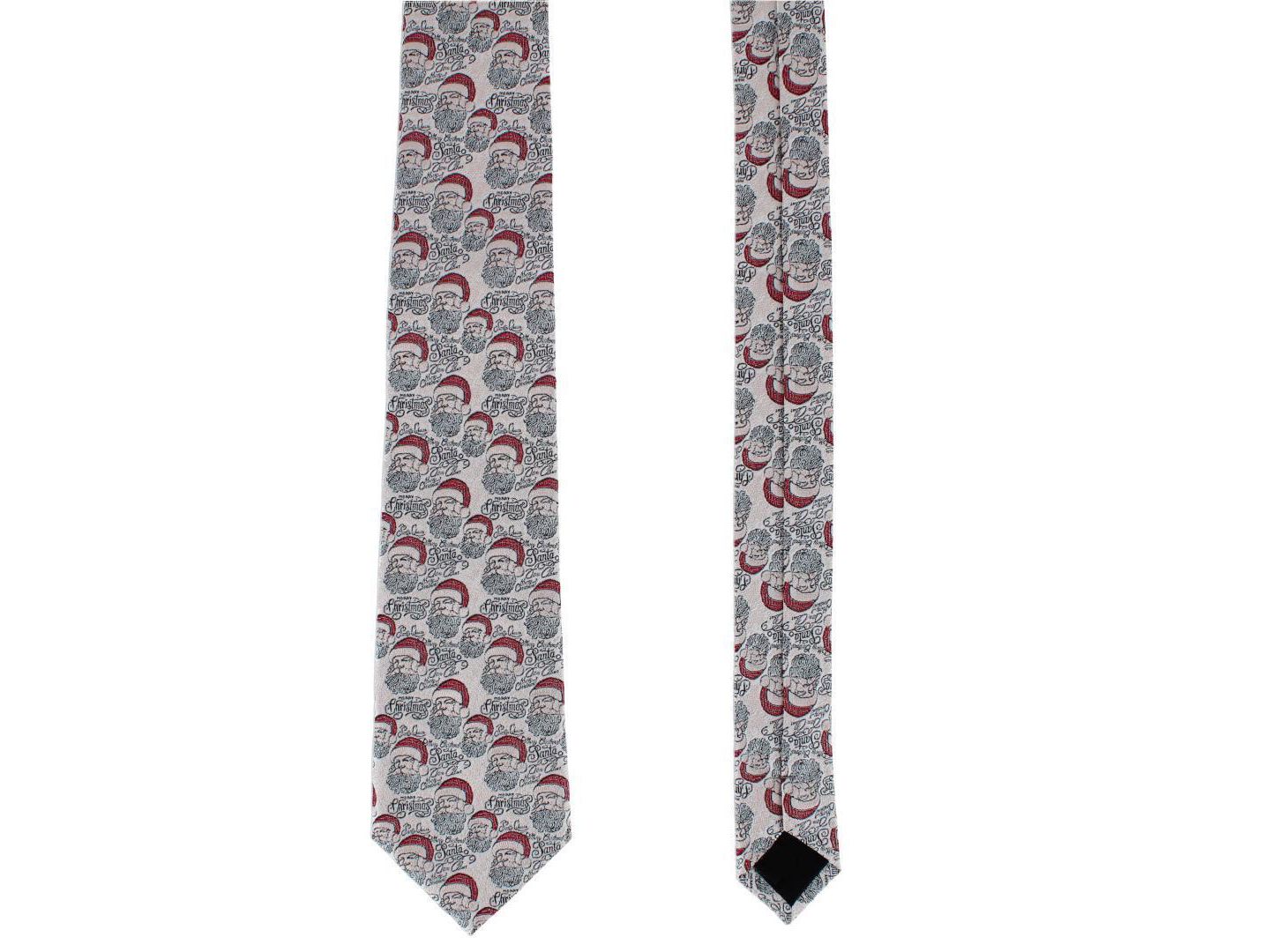 Мужской галстук TRAFALGAR Big & Tall Santa Claus Is Watching Silk Novelty Necktie, цвет: Кремовый — фото 3