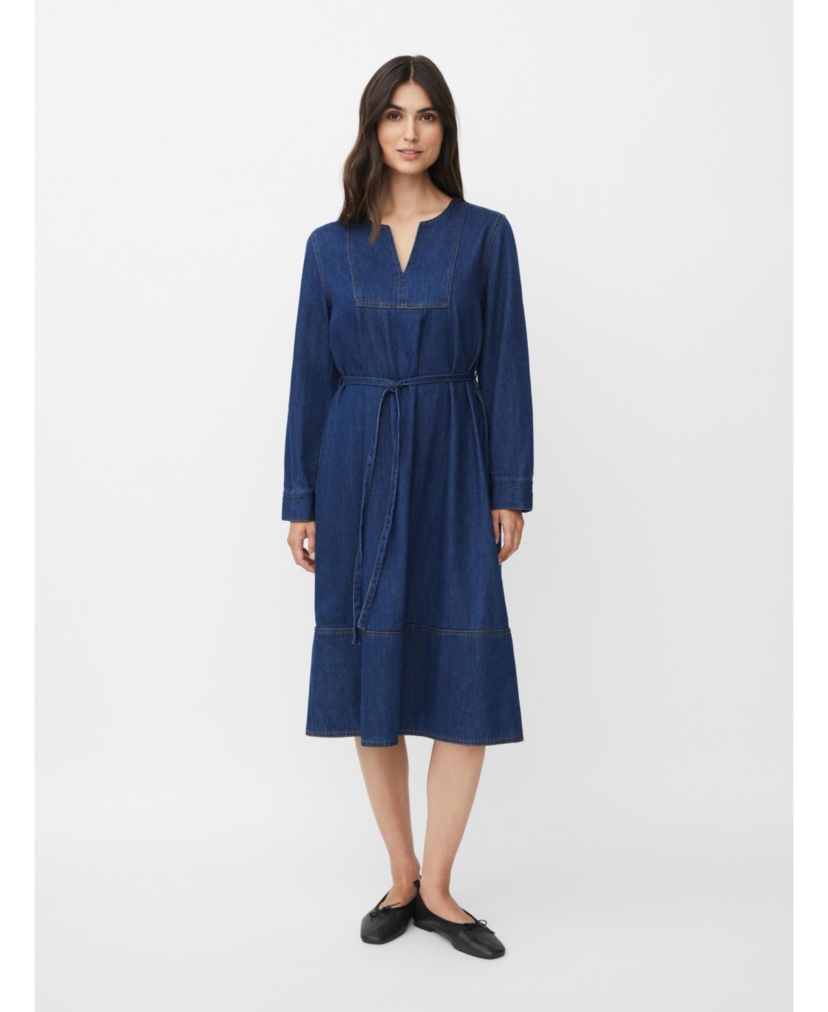 Masai Copenhagen Women's Long Sleeve V-Neck Denim Midi Dress