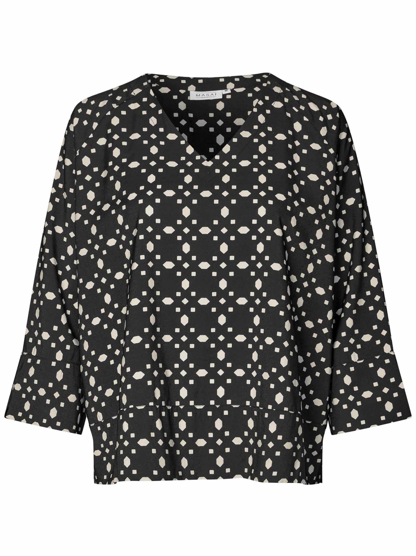 Женская блузка Masai Copenhagen MaBenika 3/4 Sleeve V-Neck, цвет: Чёрный — фото 3