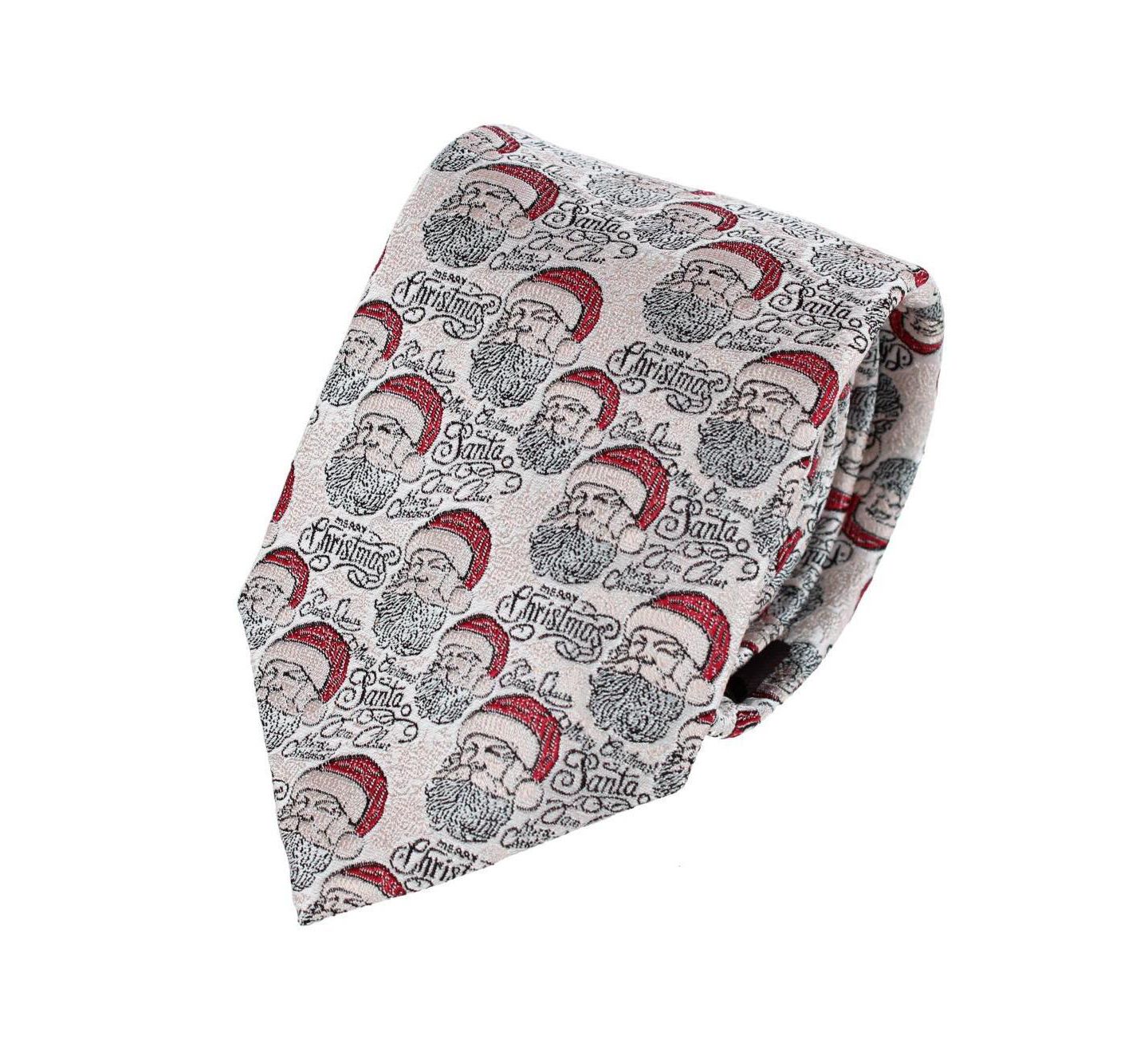 Мужской галстук TRAFALGAR Santa Claus Is Watching Silk Novelty Necktie, цвет: Кремовый — фото 3