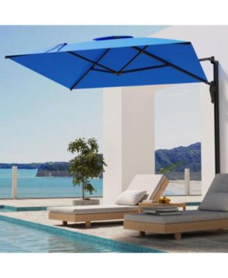 10ft Cantilever Patio Umbrella, Large Rectangle Umbrella 180&deg; Rotation Offset