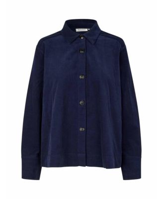 Women's Long Sleeve Collared Velvet Shirt