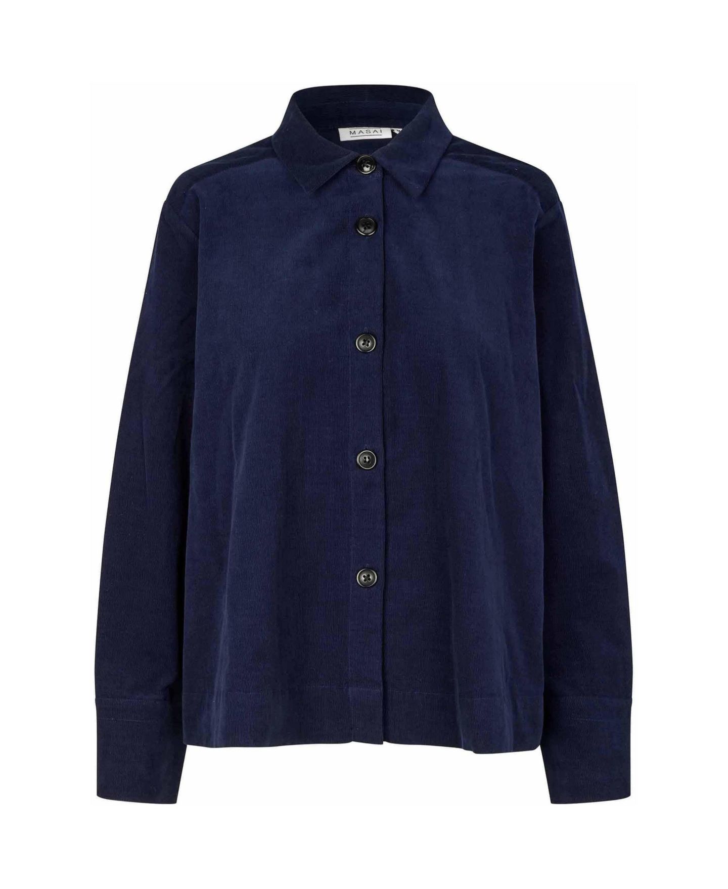 Женская рубашка Masai Copenhagen Long Sleeve Collared Velvet, цвет: Тёмно-синий — фото 2