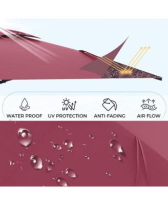 10FT Large Patio Umbrella with Solar Lights, Rectangle Wall Mounted Outdoor Patio Umbrella