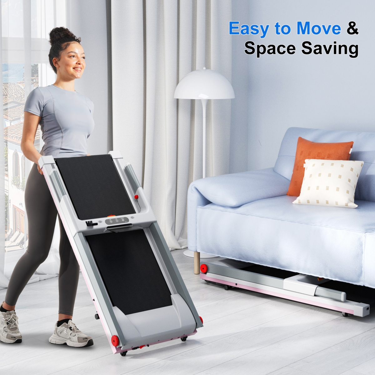 Superun Foldable Treadmill for Home: Features a 3.5 Hp motor, 5% incline, and 350 lbs capacity. Compact, app-controlled design ideal for space-saving