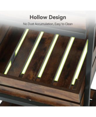 4-Tier Wooden Kitchen Cart with Wheels, Mobile Fruit and Vegetable Storage, Utility Shelf