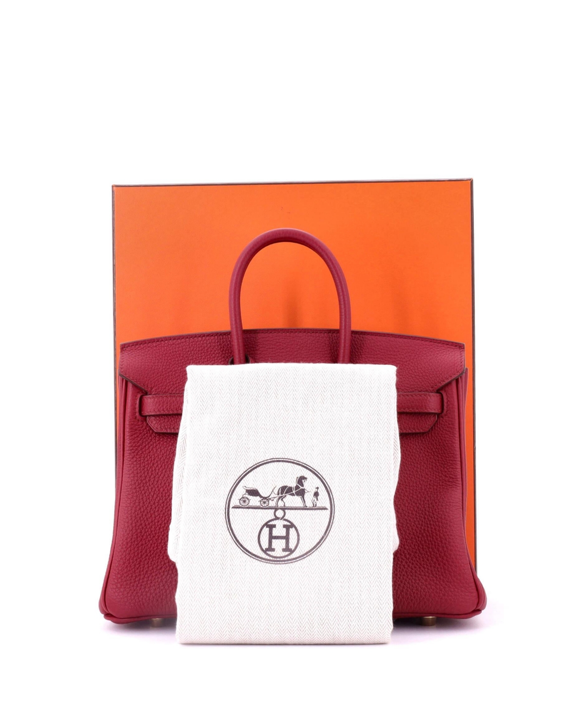 Pre-Owned HERMA‰S Birkin 25 Handbag Red Togo with Gold Hardware