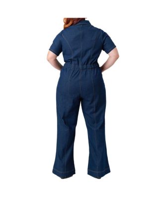 Plus Size Pit Crew Denim Jumpsuit