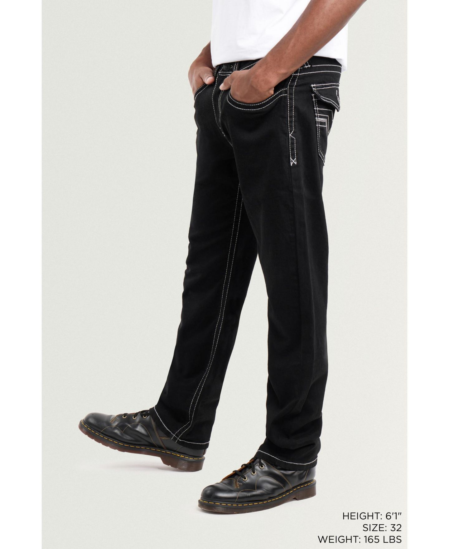 Мужские джинсы CULTURA Saddle Stitch Roman Fit Denim Jeans, цвет: Чёрный — фото 3