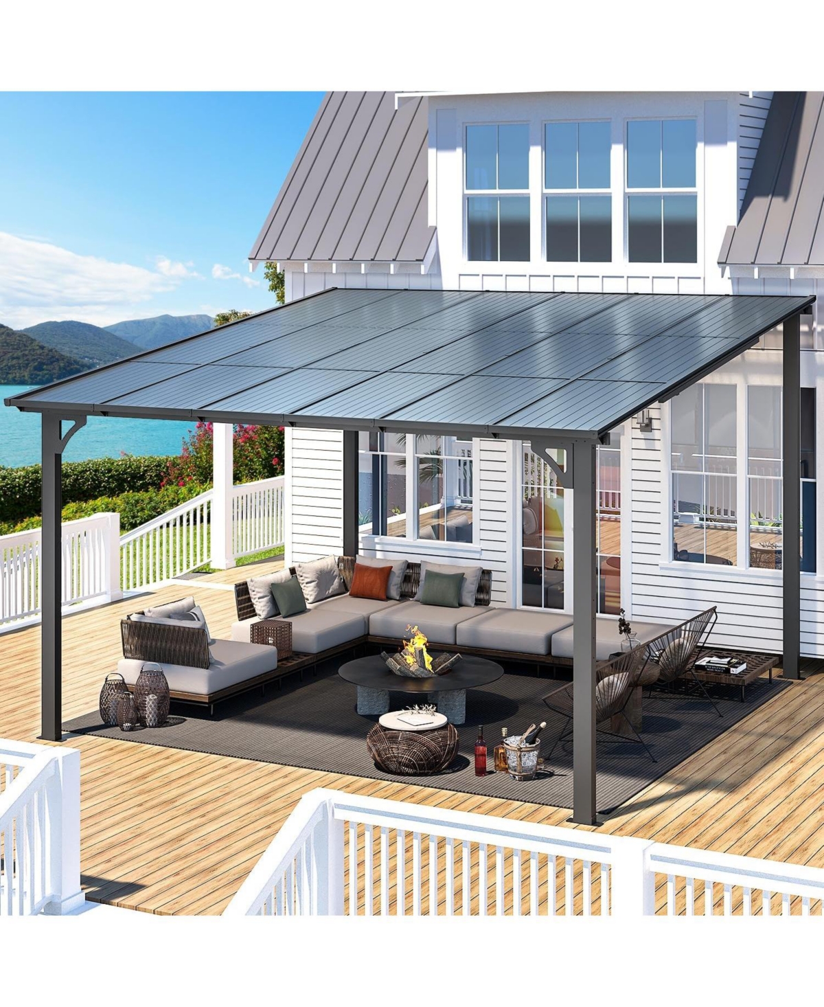 Aecojoy 12'x12' Wall Mounted Gazebos Pergola