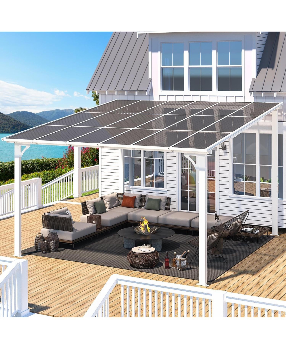 Aecojoy 12'x12' Wall Mounted Gazebos Pergola