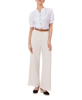 Women's Cotton Pleated Short Sleeve Shirt