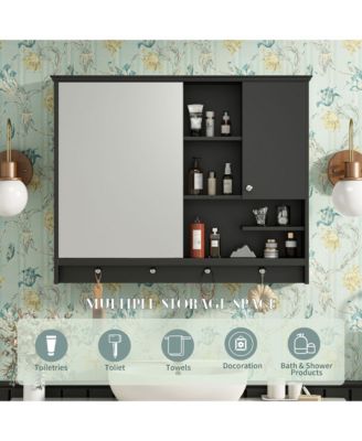 36'' Wall Mounted Medicine Cabinet with Mirror Door & Adjustable Shelf for Bathroom