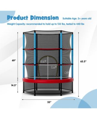 55'' Mini Trampoline for Kids w/ Safety Enclosure Net & Seamless Design