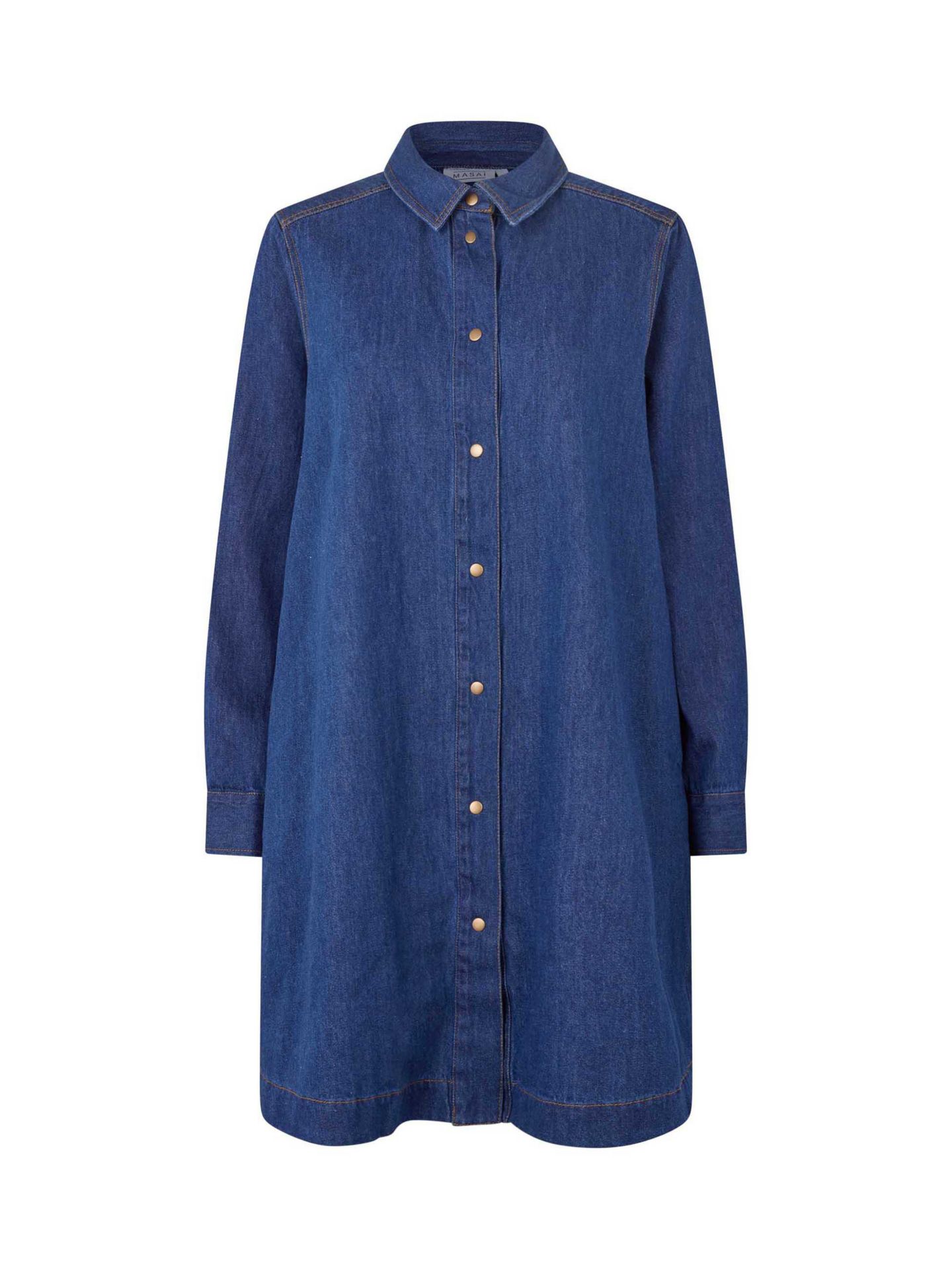 Женская рубашка Masai Copenhagen Denim Long Sleeve Collared Long, цвет: Тёмный джинсовый — фото 6