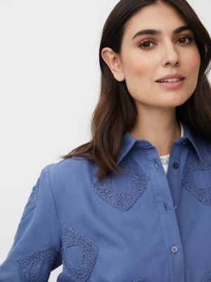 Women's 100% Cotton Long Sleeve Collared Shirt