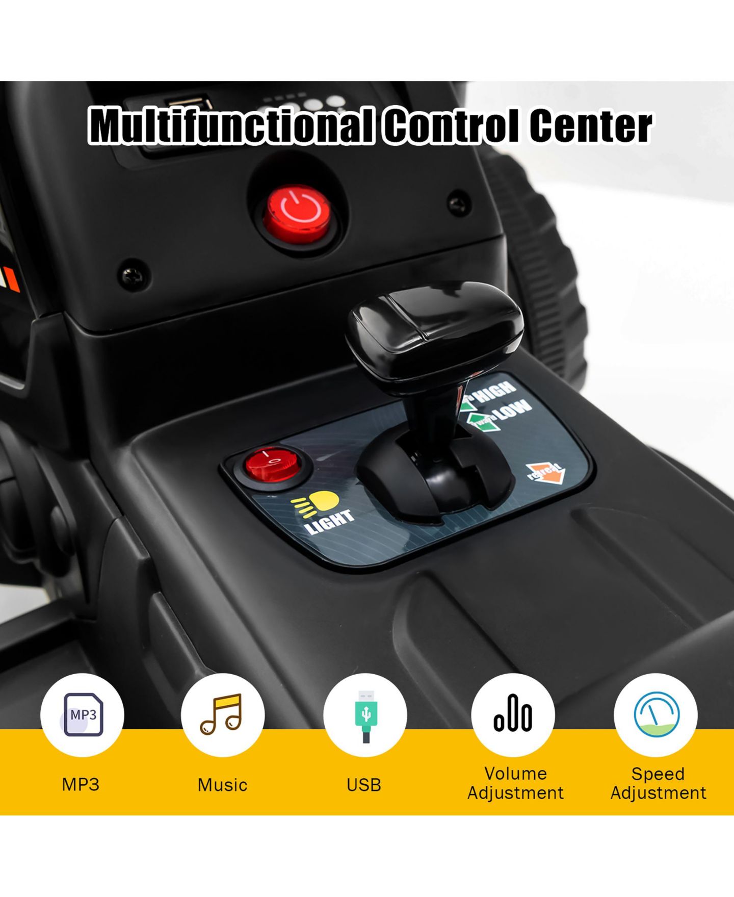 Детская игрушка Costway 12V Ride-On Tractor with Remote Control and Detachable Trailer, 66 lbs Capacity, Ages 3+, цвет: Чёрный — фото 8