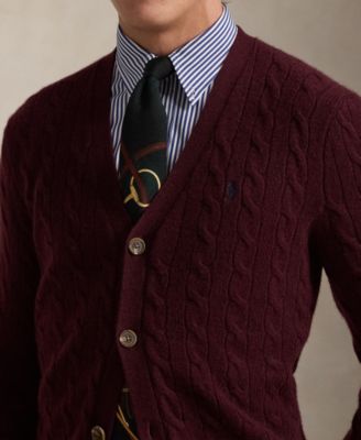 Men's Cable-Knit Wool-Cashmere Cardigan Sweater