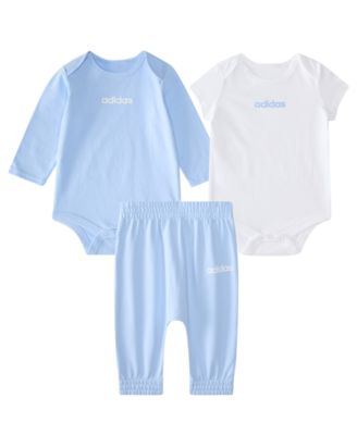 adidas - Baby Boys 3-Piece Printed Long-Sleeve Bodysuit, Short Sleeve Bodysuit and Pants Set