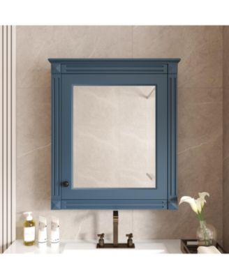 24" x 27" MDF Adjustable Shelf & Soft-Close Hinges Wall-Mounted Mirror Cabinet
