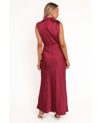 Women's Anabelle Halter Neck Lace Maxi Dress - Berry