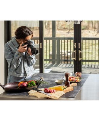 Duo Board - Double Sided Backdrop Board Surface Food & Product Photography - Legs Included Made in USA (30 x 40 inches, Grey Chalk/Dark