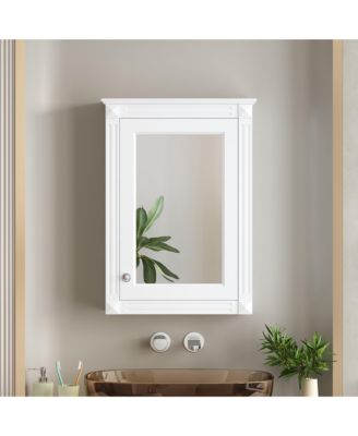 20'' Wall Mounted Bathroom Storage Cabinet with Mirror & Adjustable Shelf