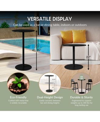 2-Person Adjustable Round Bar Table and Stackable Bar Stools Dining Set