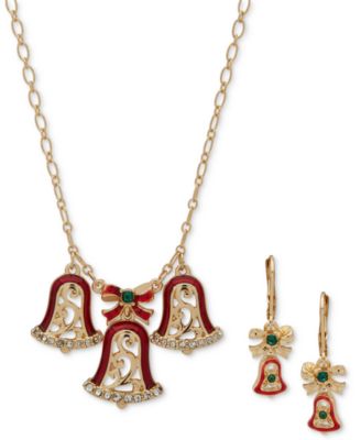 Anne Klein - 2-Pc. Holiday Bells Gold-Tone Frontal Necklace and Earrings Set