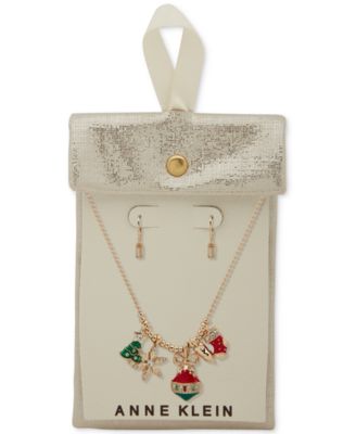 2-Pc. Multi Stone Gold-Tone Frontal Necklace and Earrings Set