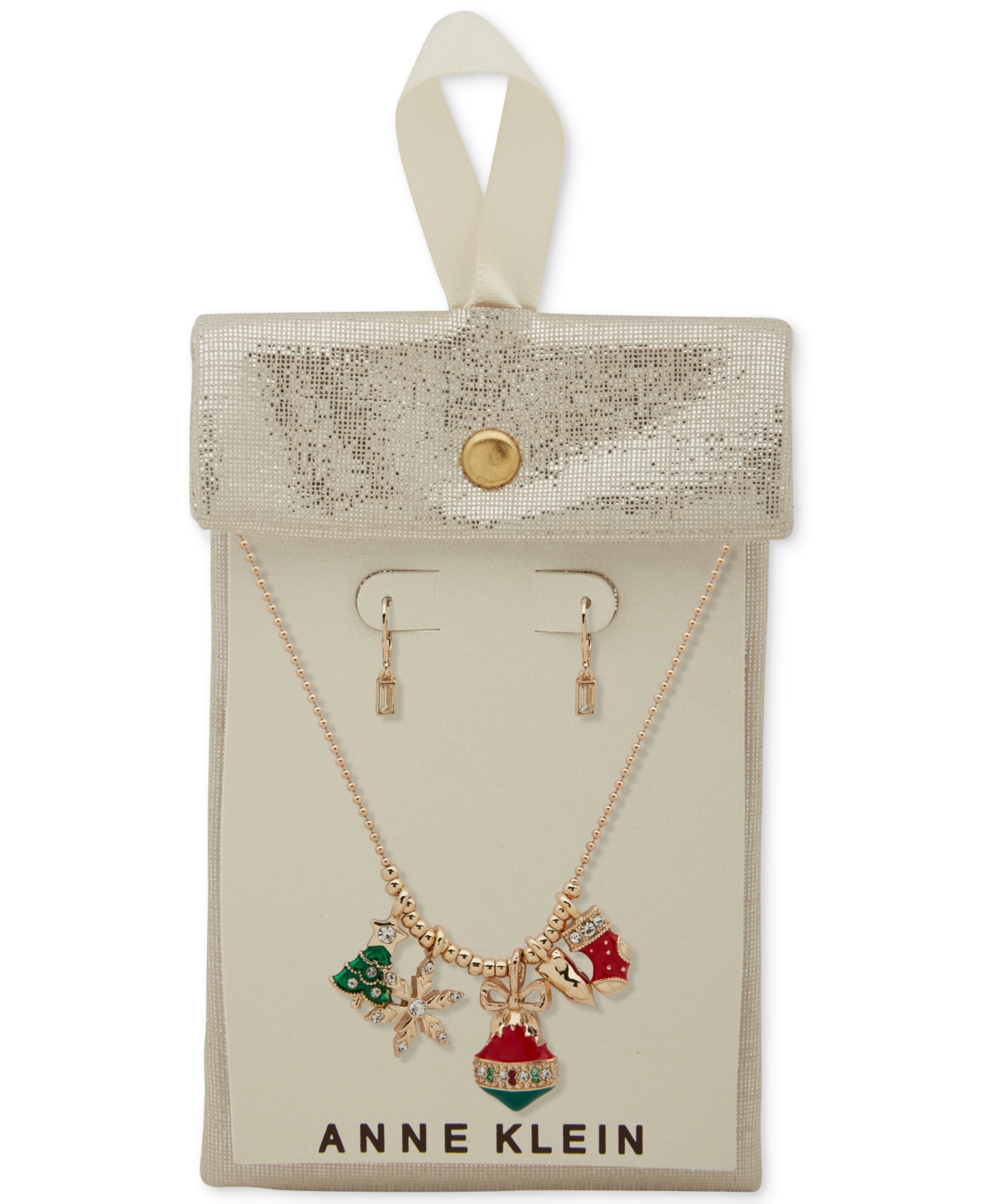 Anne Klein 2-Pc. Multi Stone Gold-Tone Frontal Necklace and Earrings Set