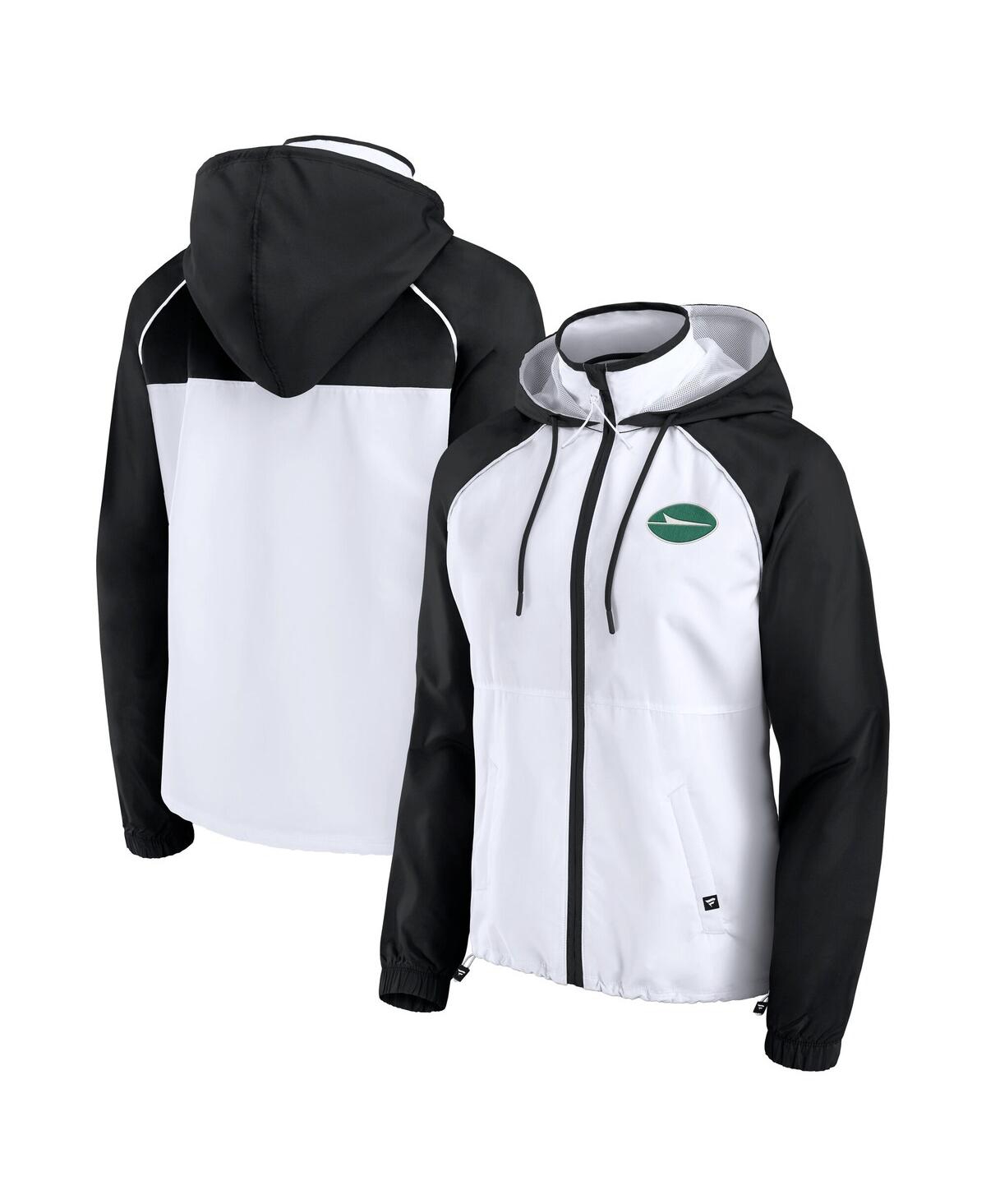 Fanatics Women's White New York Jets Full-zip Anorak Hoodie Jacket In Black